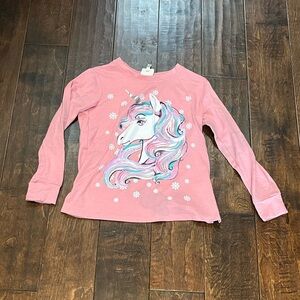 Pink Unicorn Ling Sleeve Kids Shirt